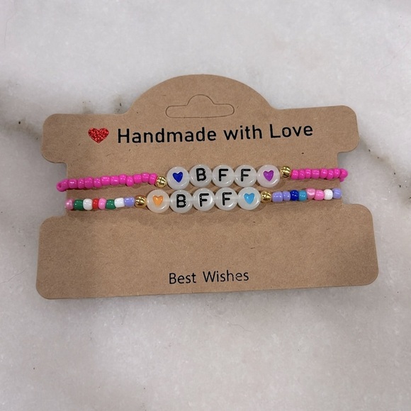 Best Friend Forever BFF Letter Bead Stretch Bracelet Set - Picture 2 of 4